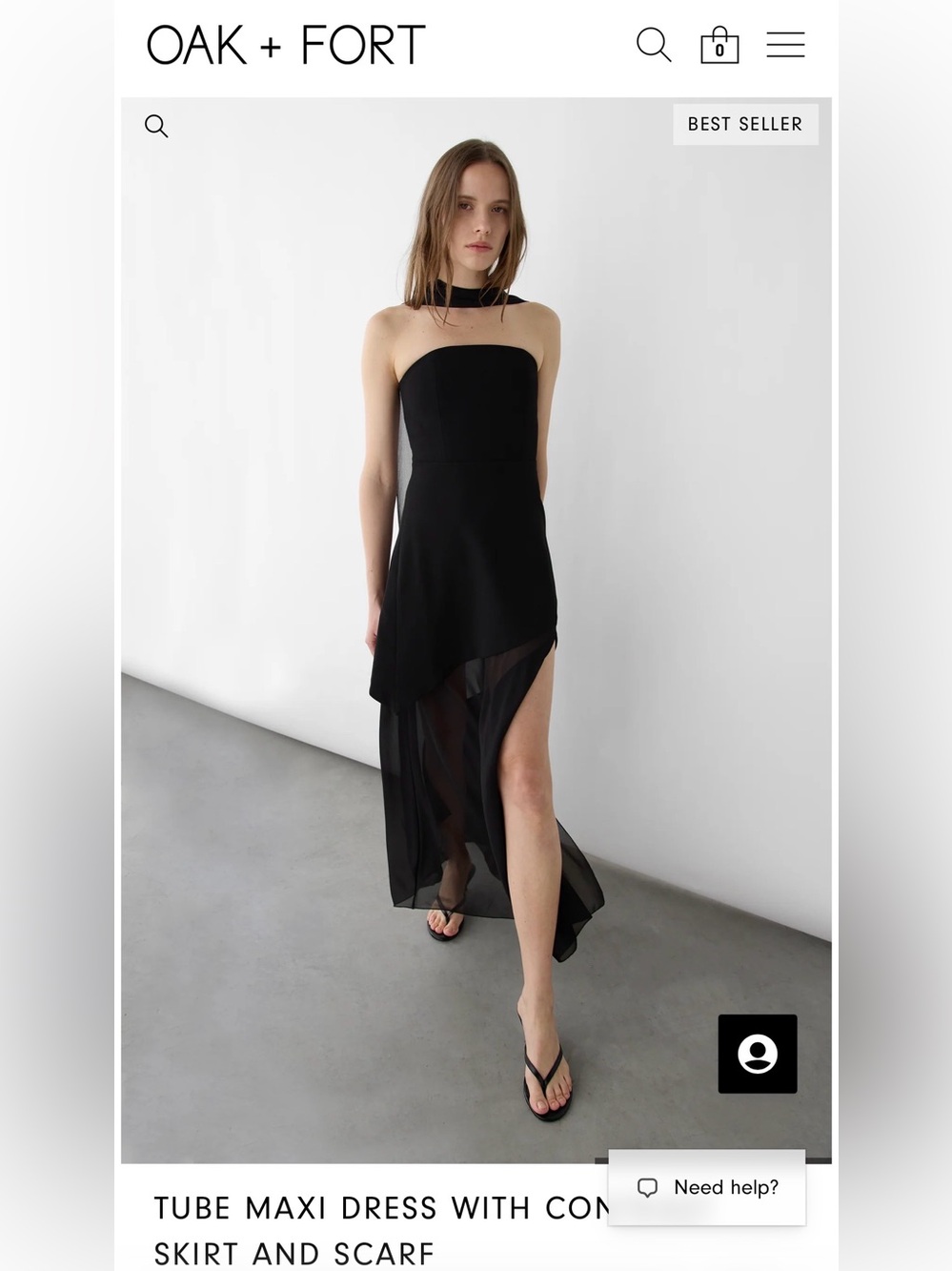 OAK + FORT TUBE MAXI DRESS WITH CONTRAST SKIRT AND SCARF